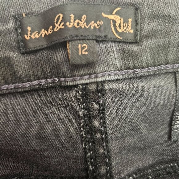 Jane & John Womens Jeans Mid Rise Black Denim With Frayed Side Stripes Size 12 - Picture 7 of 10